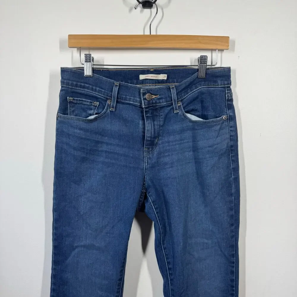 Levi Curvy Bootcut Jeans Women 29 Blue Dark Wash Western Boho Festival Concert